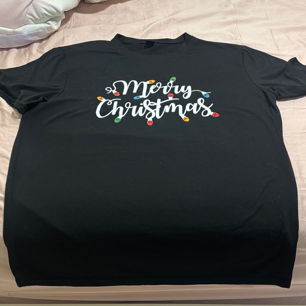 SHEIN Black Merry Christmas Tee